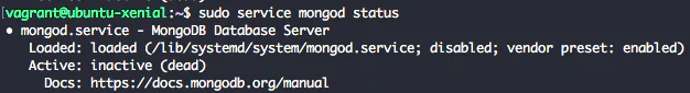 Check MongoDB 3.4 service status with service