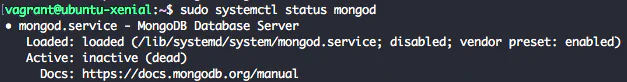 Check MongoDB 3.4 service status with systemctl