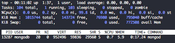 Install MongoDB 3.4 on Ubuntu 16.04 - Check MongoDB Resource Usage With top
